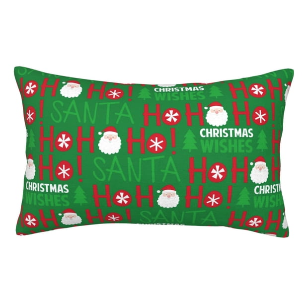 Fotbe Cute Santa Funda de Almohada Decorativa Estilo Occidental, Lujo en Algodón, Fundas para Almohadas King, Cojín Estampado para Decoración del Hogar-16"x24"