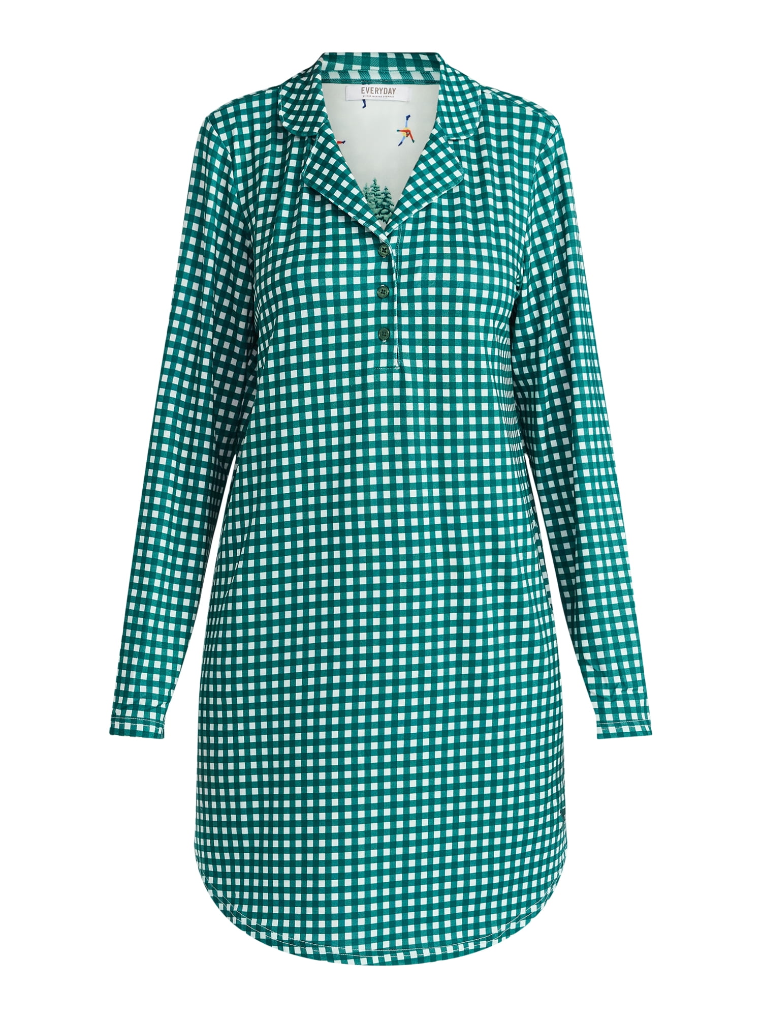Martha Stewart Everyday Women's Henley Sleepshirt with Long Sleeves, Sizes S-XXL