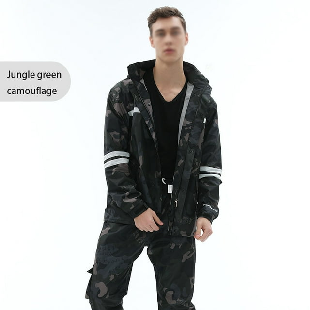 Adult Reflective Raincoat Rain Pants Suit Impermeable Motorcycle Riding Waterproof Outdoor Hiking Fishing Rainproof Protect Gear