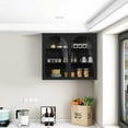 thumbnail image 2 of Tcbosik Storage Cabinet Wall Mounted, Display Cabinet with Shelves and Glass Doors for Bathroom, Kitchen, Living Room, Easy Assembly, Black, 2 of 8
