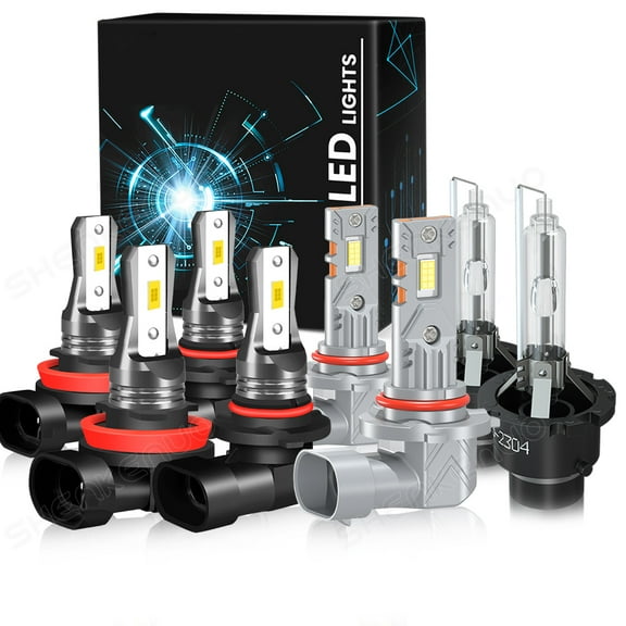 For Acura TL 2009-2014 - Quayub 8PCS Front LED HID Headlights Hi/Lo DRL Fog Light Bulbs 6000K Bright