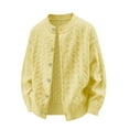thumbnail image 4 of Hinvhai Mens Shawl Collar Cardigan Sweater Cable Knit Button Down Long Sleeve Casual Knitwear Yellow XL(XL), 4 of 4