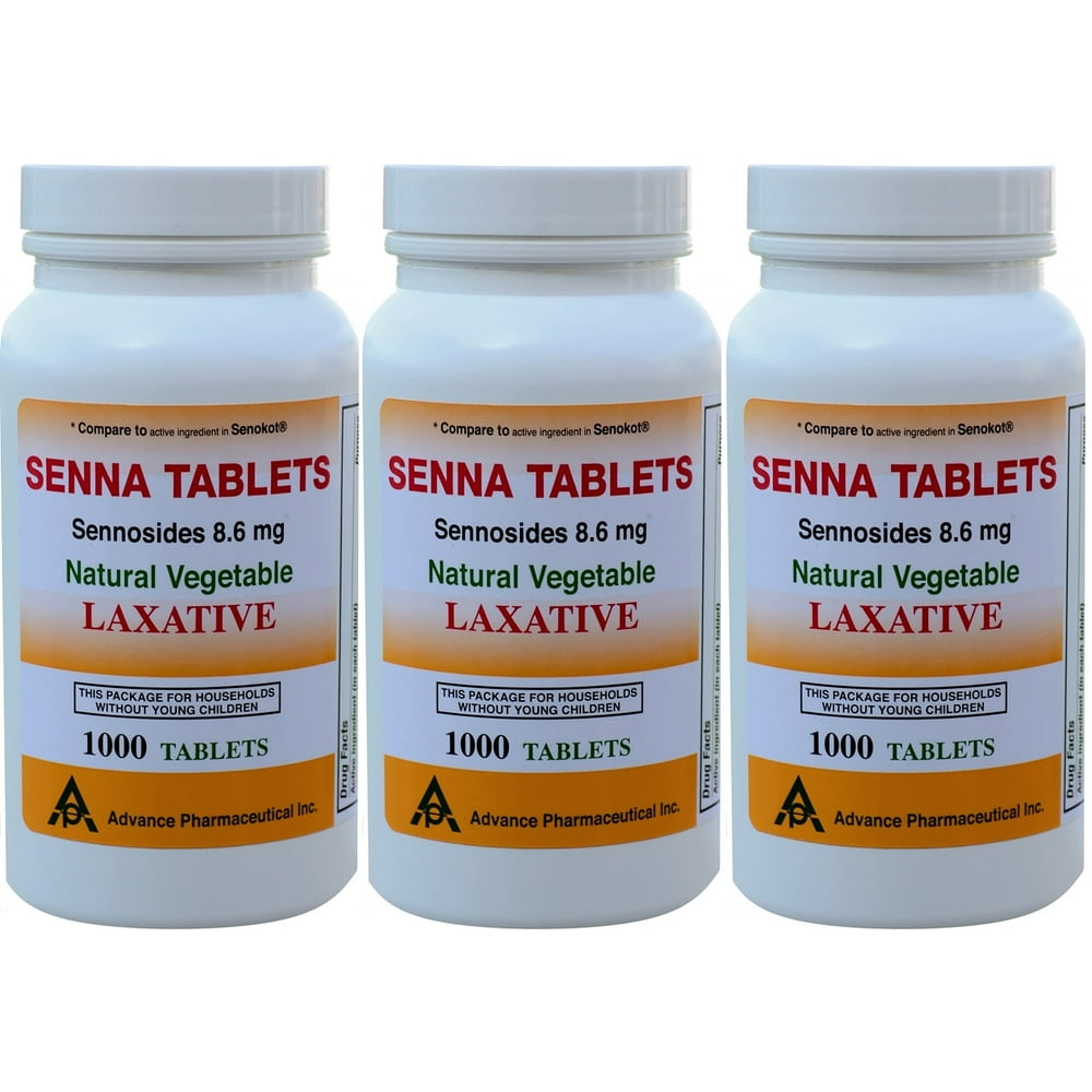 Senna 8 6 Mg Generic For Senokot Natural Vegetable Laxative 1000 Tablets Per Bottle Pack Of 3