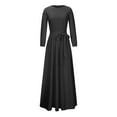 thumbnail image 2 of Odeerbi Dresses For Women 2025 Long Sleeve Elegant Long Round Neck Temperament Solid Color Dress Yellow, 2 of 7