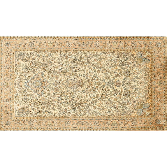 Ahgly Company Machine Washable Indoor Rectangle Traditional Brown Gold Area Rugs, 2' x 5'