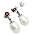 thumbnail image 3 of Natural Fresh Water Pearl Drop & Garnet 925 Silver Earrings Jewelry E-1062 AGE1022_B, 3 of 6