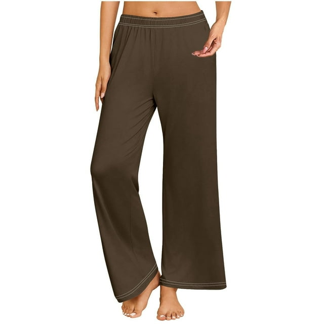Pantalones de chándal holgados y anchos para mujer: cintura alta elástica, bolsillos laterales, tejido suave y transpirable, para el día a día, el trabajo o las vacaciones, varias tallas