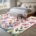 thumbnail image 5 of Pink Flowers Area Rugs Collection 5'x8', Spring Floral Butterfly Leaves Plants Rustic Plaid Non Slip Indoor Rectangle Throw Runner Rug Floor Mat Carpet for Living Room Dining Table Bedroom Nursery, 5 of 9