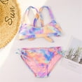 thumbnail image 2 of Fsqjgq Two Piece Swimsuit for Girls Tie Dye Gradient Cute Bathing Suit Kids High Waisted Bandage Beachwear Children Summer Bikinis 7-14 Years, 2 of 7