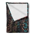 thumbnail image 2 of Floral Soft Flannel Fleece Throw Blanket, Colorful Herbs and Flowering Stems on Dark Backdrop Nature Coming Alive in Spring, Cozy Plush for Indoor and Outdoor Use, 50" x 60", Multicolor, by Ambesonne, 2 of 5