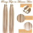 thumbnail image 3 of SEGO Blonde Tape in Hair Extensions 100% Real Remy Human Hair Long Straight Silky Thick Hair Gold Hair Acessories Black/Pink/Purple/Red Hair, 3 of 9