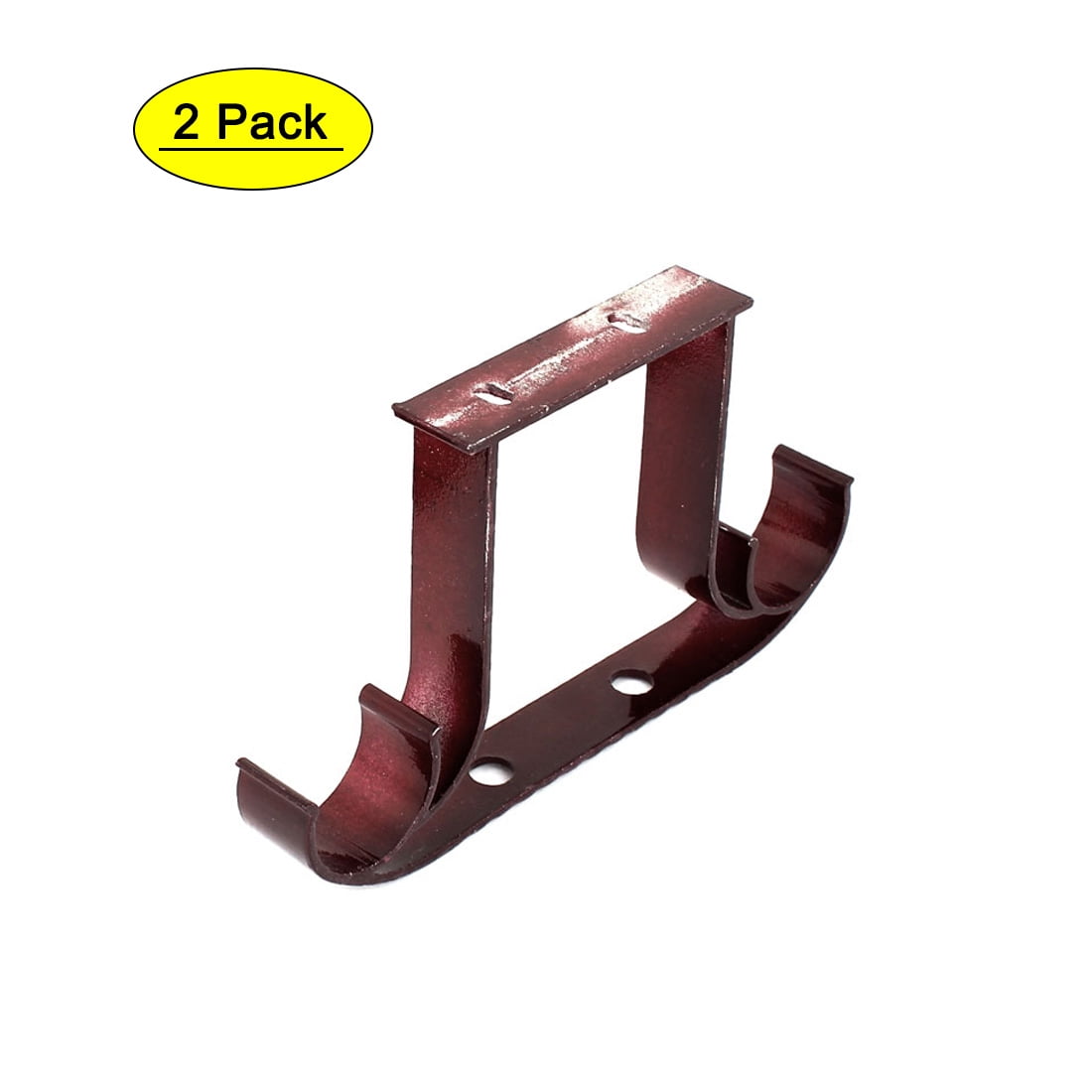 Uxcell 1' or 1 1/8' Dia Double Hook Drapery Curtain Rod Ceiling Bracket Dark Red 2pcs