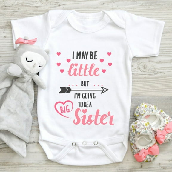 Big Sister Baby Bodysuit, I May Be Little But I'M Going To Be A Big Sister Baby Bodysuit, Baby Announcement, Pregnancy Announcement Cute Baby Onesie, BABY BODYSUIT LAT 4424
