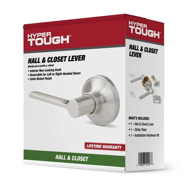 Hyper Tough Satin Nickel Passage Door Lever with Round Rosette for
