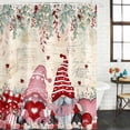 thumbnail image 2 of Valentine's Gnomes Shower Curtain, Waterproof Shower Curtains for Bathroom, Weeping Eucalyptus Pink Red Love Heart Retro Washable Fabric Bathtub Curtain Set Bath Decor with 12 Hooks Stall 36"x72", 2 of 8