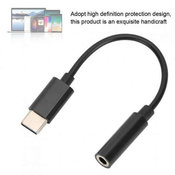 Audio Jack Cable USB, Black Anti Interference Type C To 3.5MM Audio For