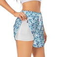thumbnail image 2 of Bixox Women's Blue Fish Scale Texture pattern 2 in 1 Running Shorts - Lightweight Athletic Workout Gym Yoga Shorts Liner with Pockets - Medium, 2 of 7