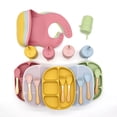 thumbnail image 4 of Set con vaso entrenador bebe + platos de bebe + baberos para bebe + cubiertos I BPA FREE I 5 piezas I Silicona grado alimenticio Happy Life  Kit comida bebe silicona 5 pcs, 4 of 9