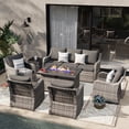 thumbnail image 5 of MEISSALIVVE 7 Pieces Patio Furniture Set with 43" Fire Pit Table, Wicker Patio Conversation Set with Swivel Rocking Chairs, Outdoor Patio Set for Lawn Backyard Porch (Grey), 5 of 10
