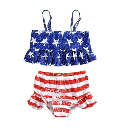 

Utoimkio Girls Bathing Suits Size 10-12 Toddler Kids Baby Girls Independence Day Fashion Cute Start Print Bikini Swimsuit Set