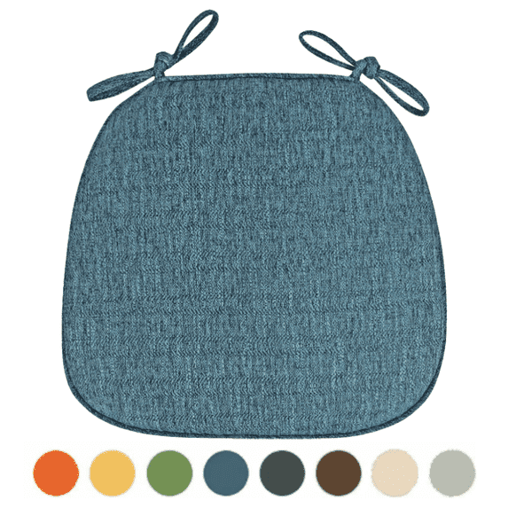 Chair Pads for Dining Chairs with Ties 4 Colors, Seat Cushions for Kitchen Chairs Farmhouse, Dining Room Chair Cushions Non Slip, Thick Washable Chair Cushion Pads Blue