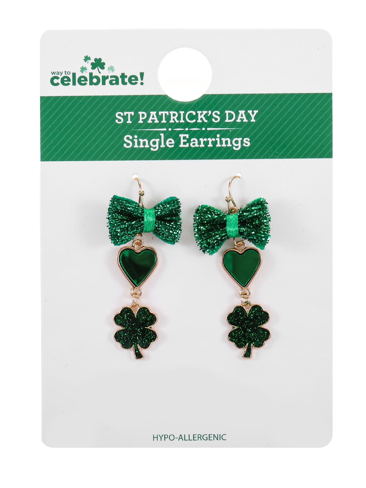 Way to Celebrate St. Patrick's Day Green Dangle Charm Earrings, 1 Pair