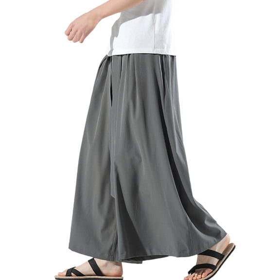 oqasdz Pants for Men Solid Color Traditional Ice Silk Elastic Waist Lightweight Everyday Wear Drawstring Outdoor Fashion Casual Relaxed Cozy Dailywear