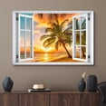 thumbnail image 2 of wall26 Canvas Print Wall Art Window View Neon Sunset Sky Tropical Palm Tree Beach Wilderness Nature Photography Realism Scenic Landscape Colorful Multicolor for Living Room, Bedroom, Office - 32&quot, 2 of 5