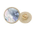 thumbnail image 1 of Ink Watercolor Shading Round Metal Golden Pin Brooch Clip, 1 of 3