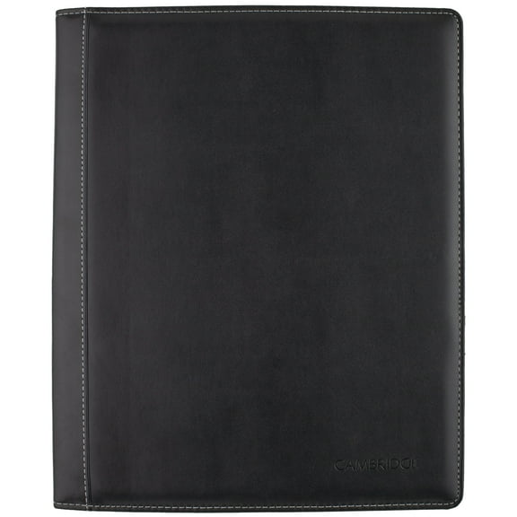 Cambridge Limited Faux Leather Notetaker with Refillable Writing Pad, 50 Sheets, 8.5 x 11, Black