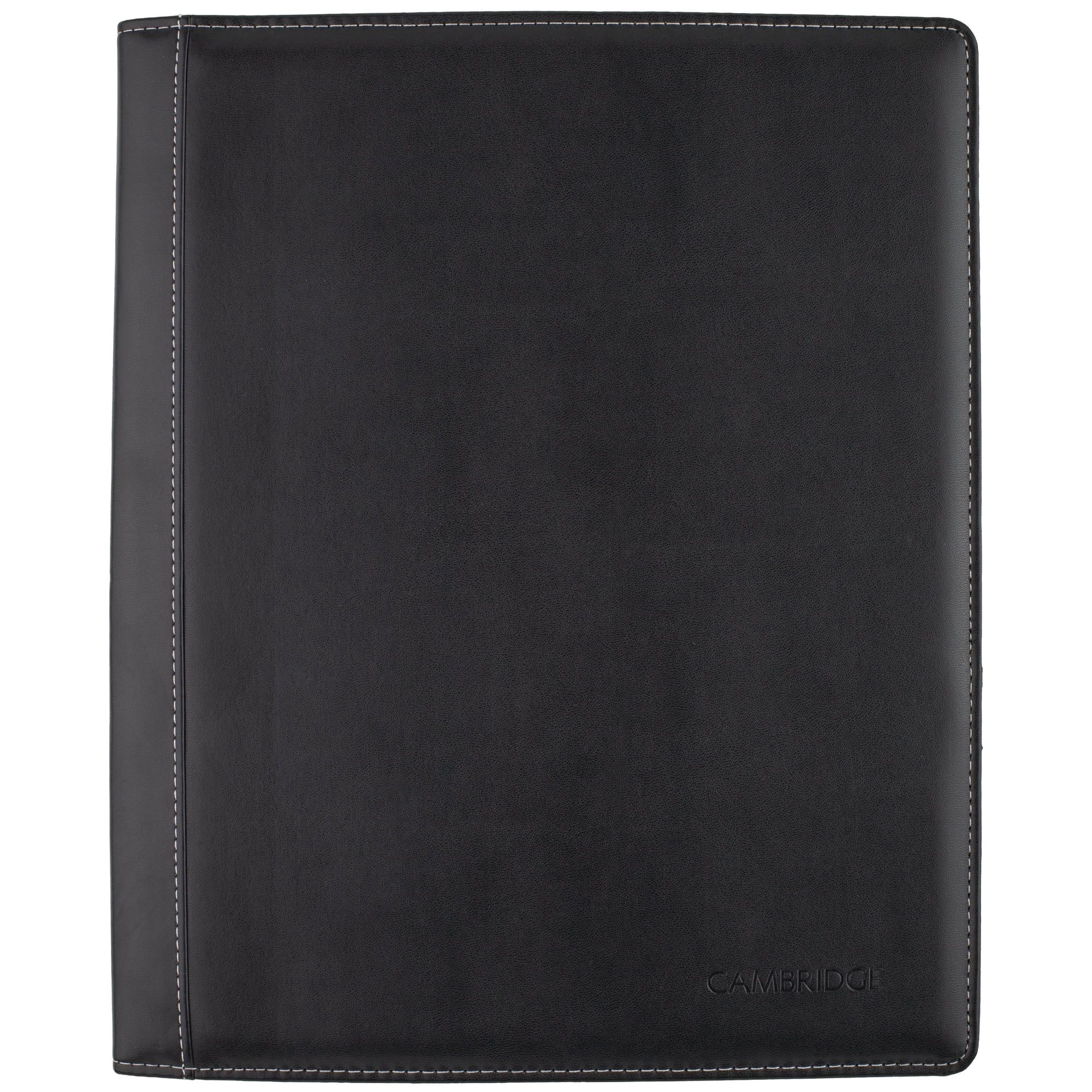 Cambridge Limited Refillable Faux Leather Notetaker Notebook, 50 Ruled Sheets, 8.5" x 11", Black