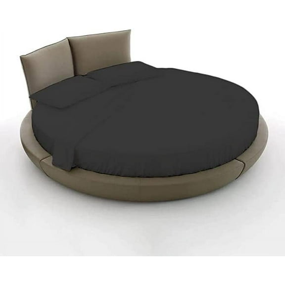 4 Piece Cotton Round Bedsheet 100% Egyptian Cotton, 12" Deep Pocket,76" Diameter, 400 TC, Round Sheet Set, Super Soft, Luxury and Easy Care -Dark Gray Solid, Twin XL Size