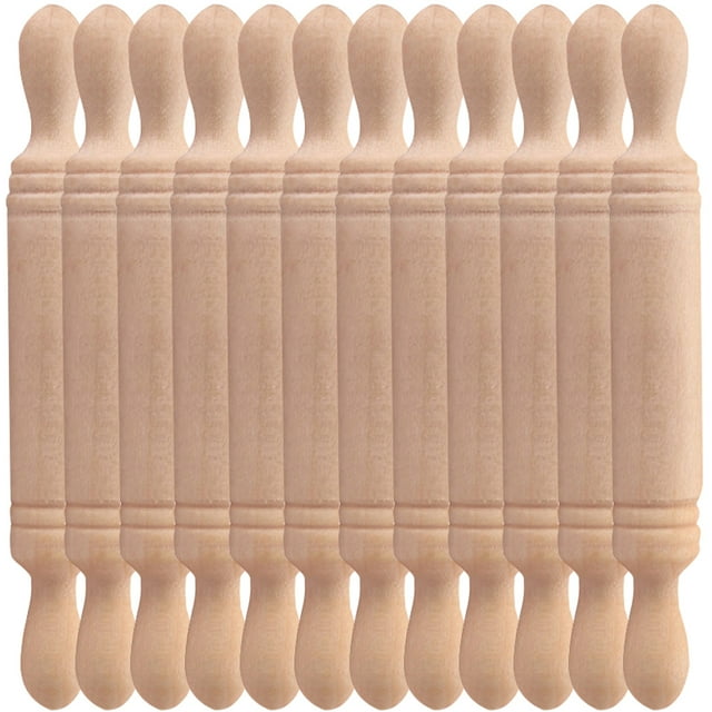 SHISUYAN Wooden Mini Rolling Pin Toy for Home Use Khaki Color Lightweight Realistic Appearance 12Pcs