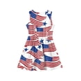 thumbnail image 4 of CCRFTGI 250 Anniversary USA Flag Girls Dresses Summer Sleeveless Cute Patriotic American Flag Stars Striped Dresses Swing Sundress Party Festival Red White and Blue Clothes for Kids Red 2-3 Years, 4 of 8