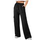 thumbnail image 1 of Pantalones deportivos de cintura alta y pierna ancha con bolsillos para mujer: pantalones joggers informales y prácticos para ropa deportiva, tejido Dacron, 1 of 5