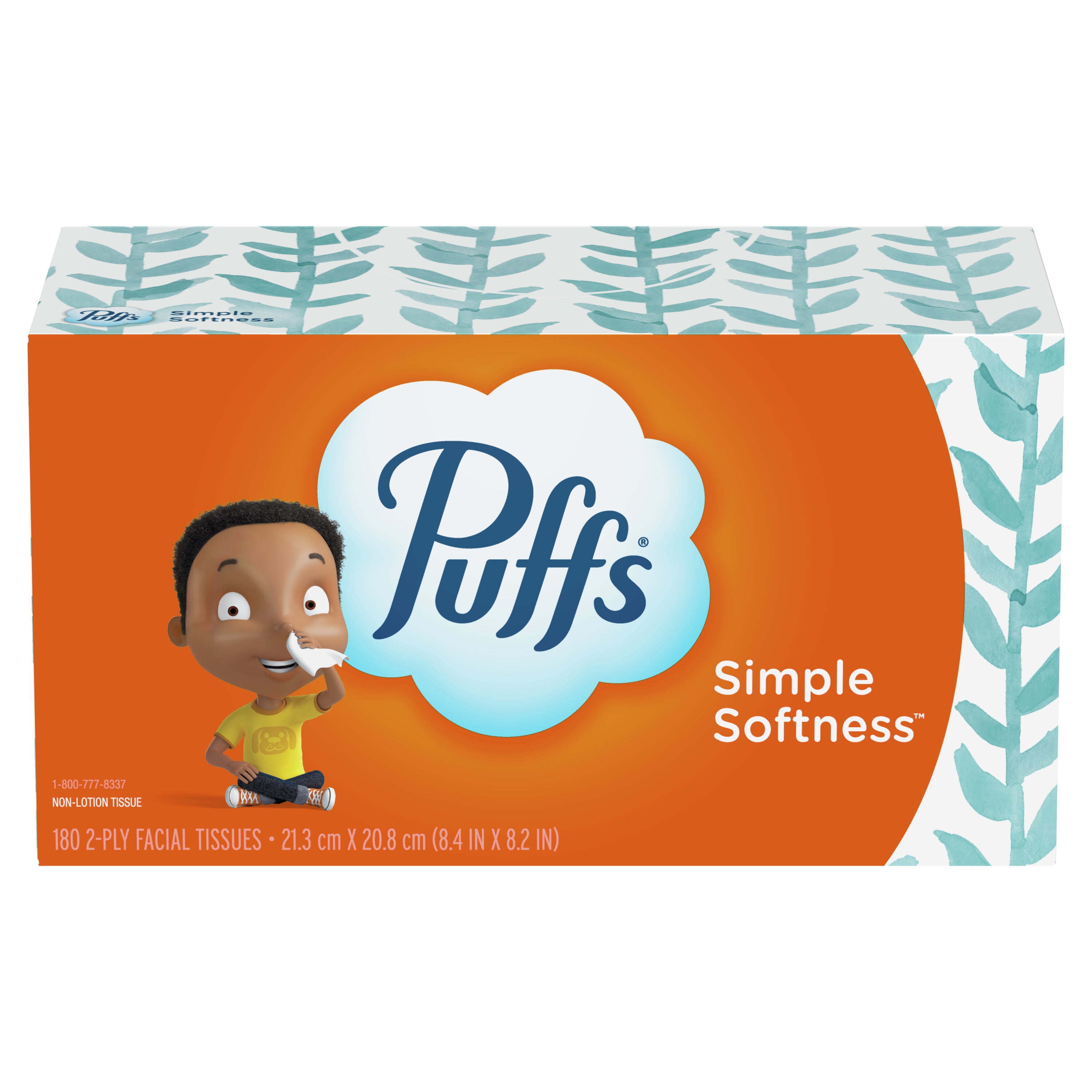 Puffs Simple Softness Facial Tissue, Family Size Box, 180 Tissues Per Box, 1 Count
