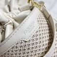 thumbnail image 3 of MesaSe Bucket Bags Fashion Straw PU Leather Stitching Shoulder Bag for Work (Khaki), 3 of 9