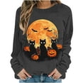 thumbnail image 4 of Jsaierl Halloween Sweatshirts Women Plus Size Pumpkin Ghost Graphic Sweatshirt Stretch Round Neck T-shirt Long Sleeve Holiday Pullover Tops Halloween Gifts, 4 of 6