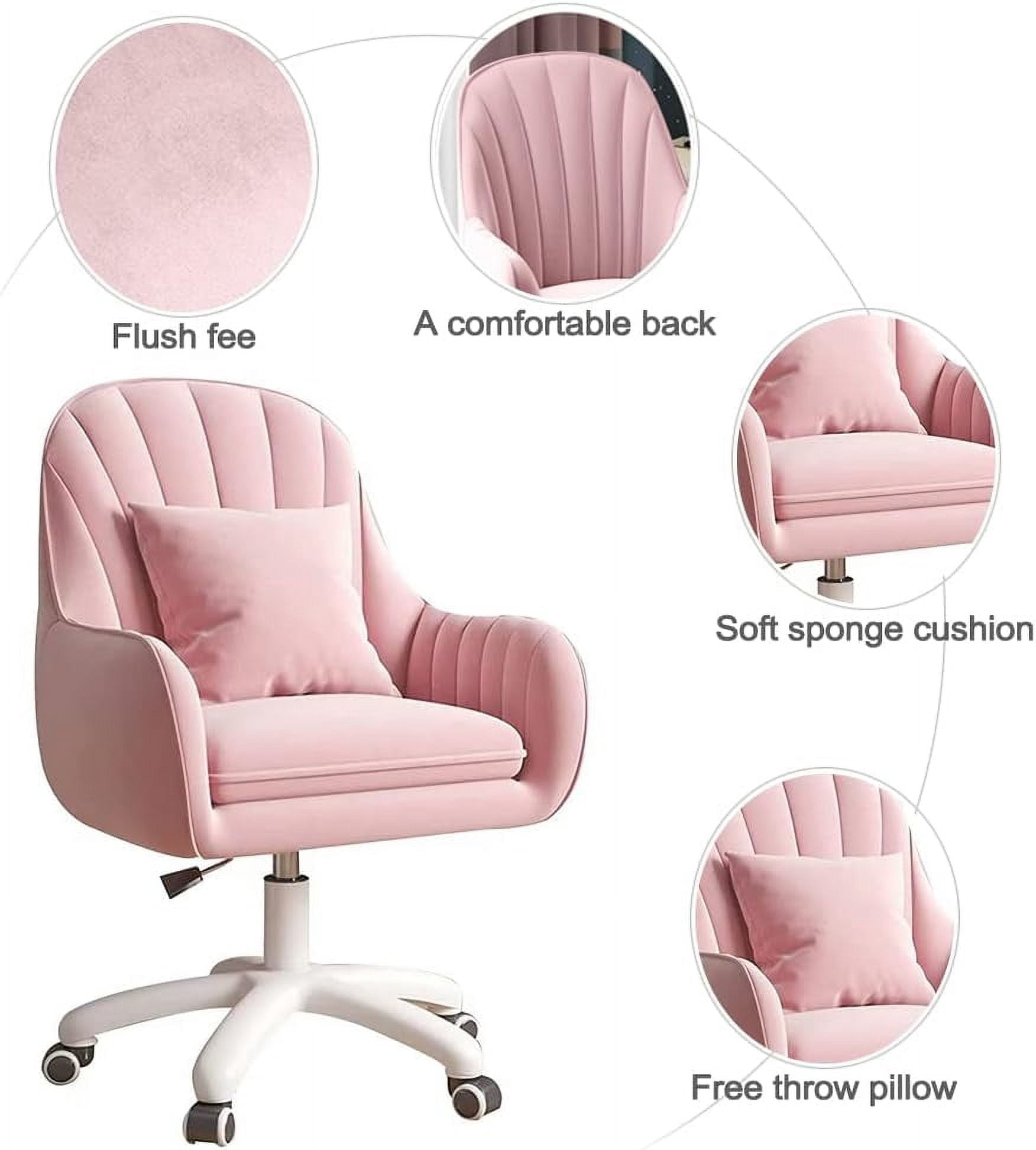 WXJHL Home Office Chair Computer Chair with Mid-Back Upholstered Modern Tufted Computer Task Chair Swivel Height Adjustable Velvet Accent Chair.（Pink）