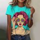 thumbnail image 3 of Camisetas con estampado de personajes de dibujos animados para mujer, ropa Harajuku Vintage de manga corta, cuello redondo, Top divertido, ropa femenina de gran tamaño, 3 of 5