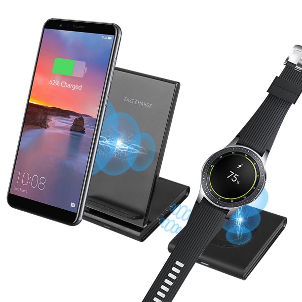Wireless Charging Pad 2 In 1 Wireless Charger Stand Magnetic Qi Fast Wireless Charger Dock For Iphone 11 11 Pro Xs Max X Samsung Galaxy S10 S10 S10e Galaxy Watch 42 46mm Galaxy Watch Active Walmart Com