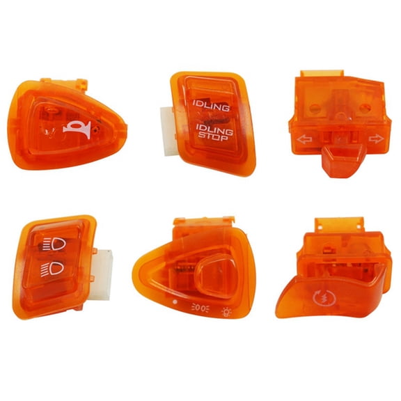 6Pcs for GY6 50cc 125cc 150cc ATV Moped Scooter Heads Light Horn Dimmer Turn Single Switch Button Orange