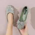 thumbnail image 6 of Viluyesy Womens Ballet Flats, Wide Width Round Toe Cute Pearl Bow Slip-On Shallow Dress Shoes Green, 6 of 8