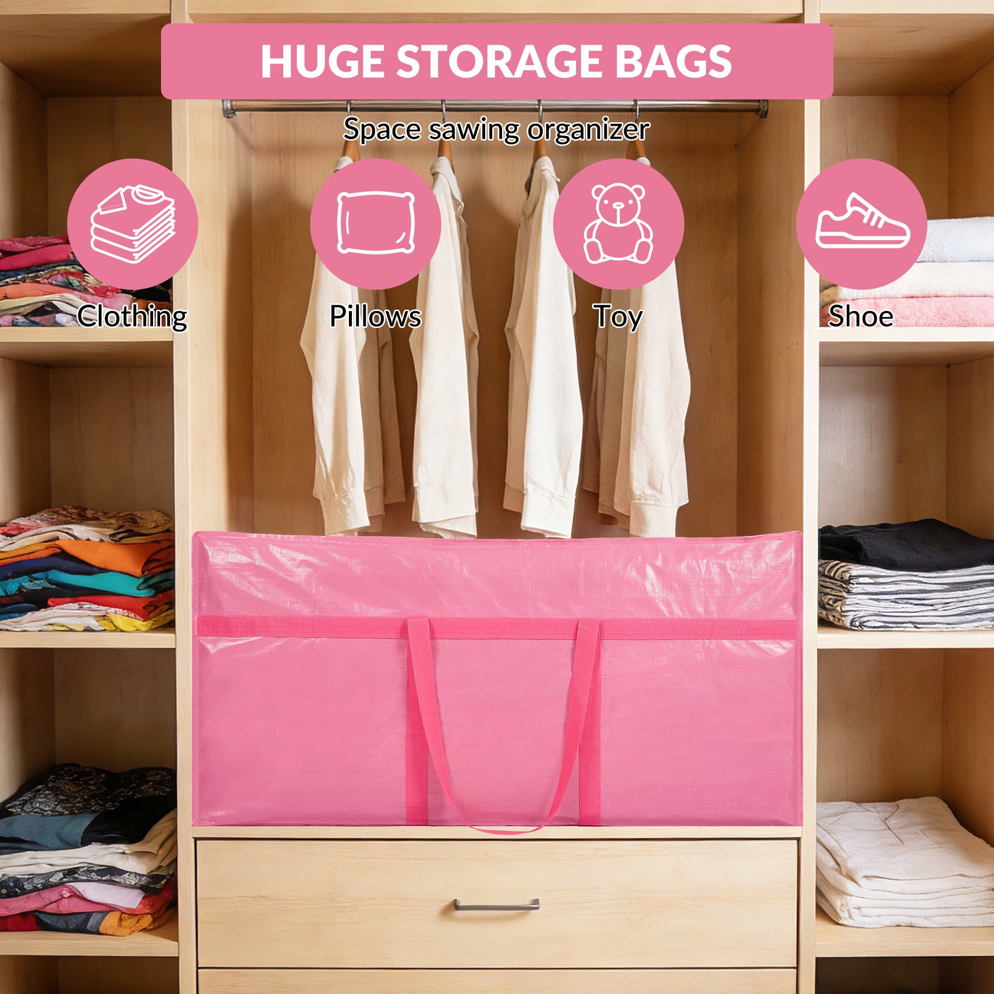 Ataucjin Large Moving Bags Heavy Duty, 45.2x15.7x21.7 Inches PE Storage Bags with Reinforced Handles for Moving, Packing, Traveling, and Home Organization