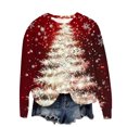 thumbnail image 2 of ClodeEU Women's Shining Christmas Tree Print Shirts,Casual Long Sleeve Round Neck Top,Loose Fit Trendy Clothes Multicolor 05,Womens Plus S, 2 of 5