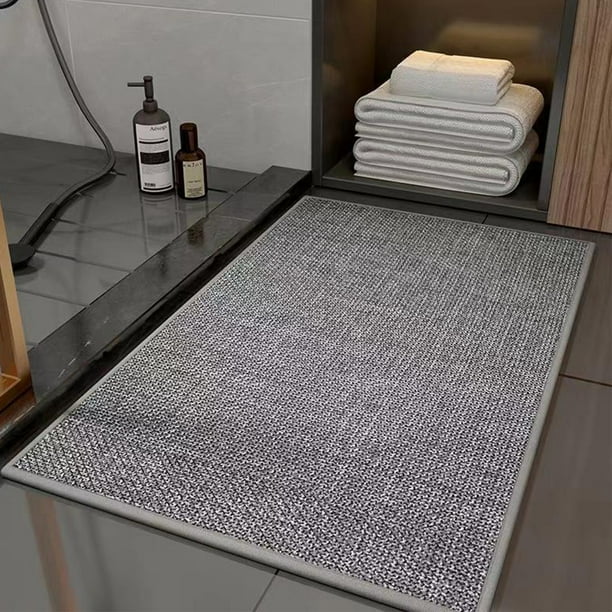 Felpudo de interior con base de goma antideslizante | Alfombra de entrada de poliéster lavable a máquina | Felpudo absorbente de pelo corto para niños y mascotas | Gris beige | Alfombra para pa
