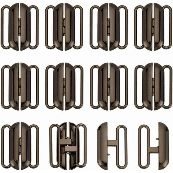 12 Pcs Bra Closure Clasps Front Closing Bikini Clasps Metal Bikini Hook Closure Bra Buckles for Sewing Lingerie Swimsuit 25x20x4mm Gunmetal