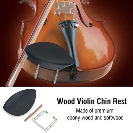 Yosoo Ebony Wood Chin Rest with Softwood Strip&Bracket for 4/4 Size Violin Music Instrument Accessory, Ebony Wood Violin Chin Rest, 4/4 Violin Chin