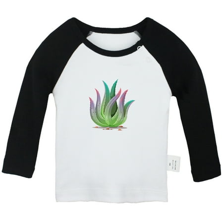 

Nature Pattern Aloe Vera T shirt For Baby Newborn Babies T-shirts Infant Tops 0-24M Kids Graphic Tees Clothing (Long Black Raglan T-shirt 18-24 Months)