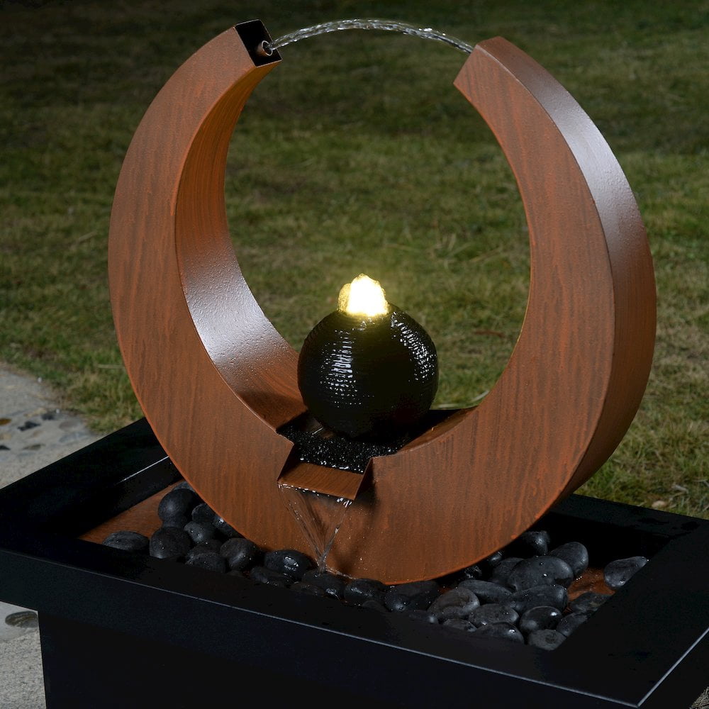 Metal Fountain - Rusty Top with Black Basin